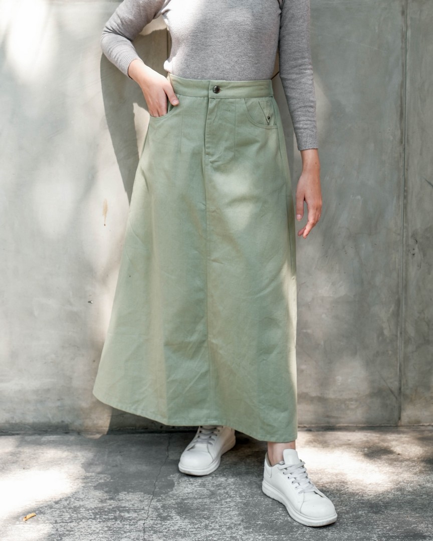 Febyla Denim Skirt Kode L089 Sage Green - RUBYLICIOUS
