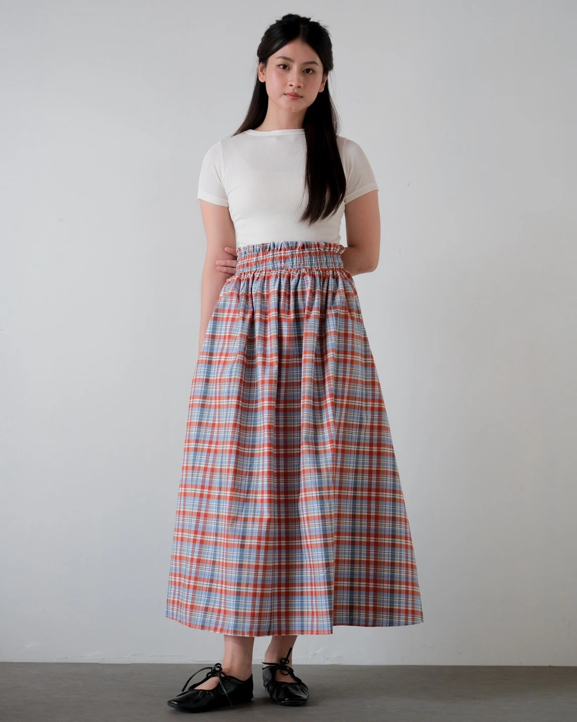 Alternative view of Keinoa Plaid Skirt Kode 14296 Brick Red