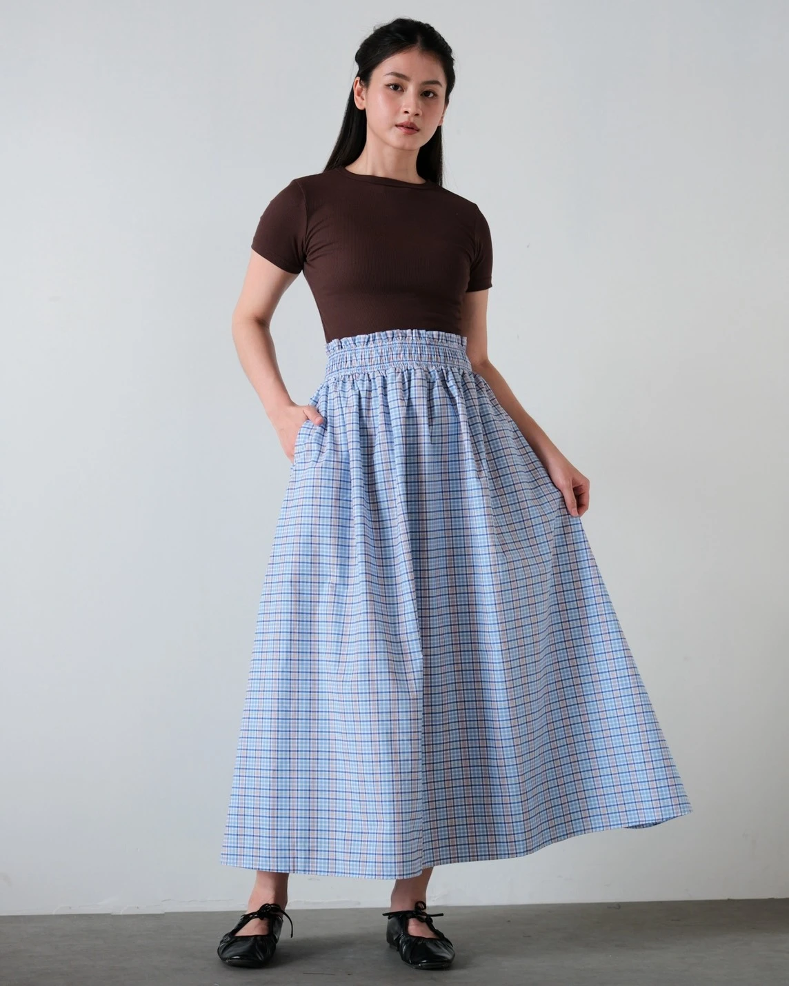 Jelya Plaid Skirt Kode 14297 Blue