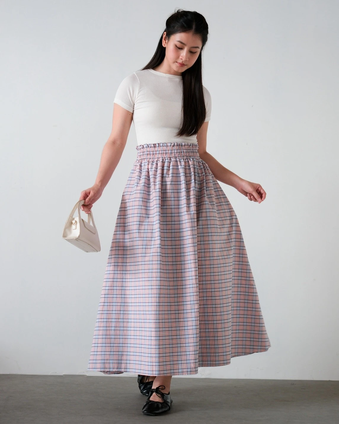 Jelya Plaid Skirt Kode 14297 Peach