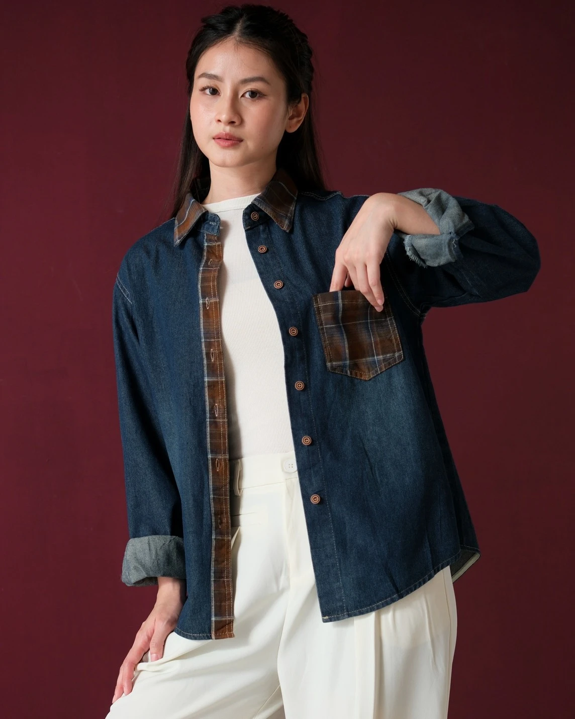 Alternative view of Evrina Denim Shirt Kode 197M Dark Blue