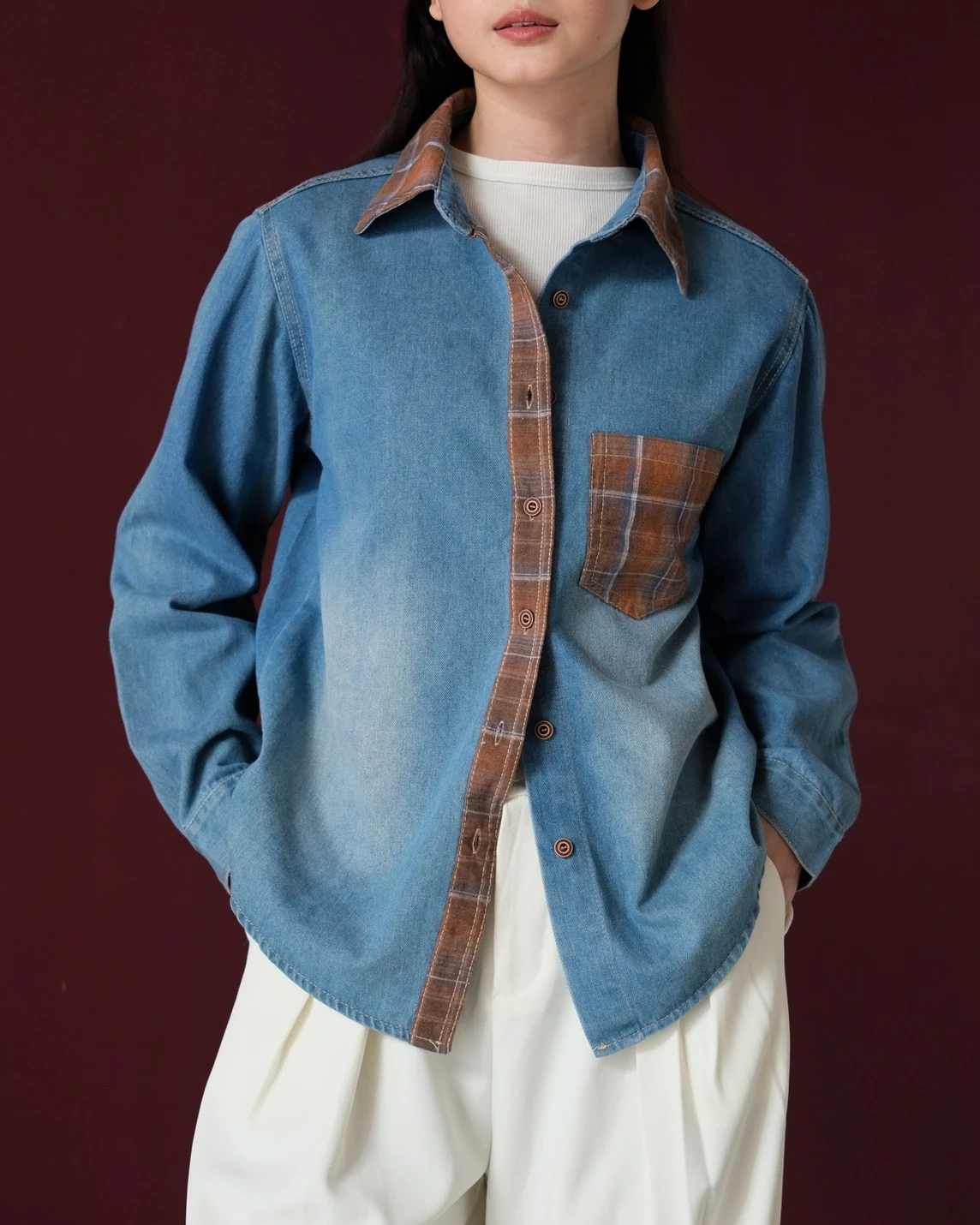 Evrina Denim Shirt Kode 197M Medium Blue