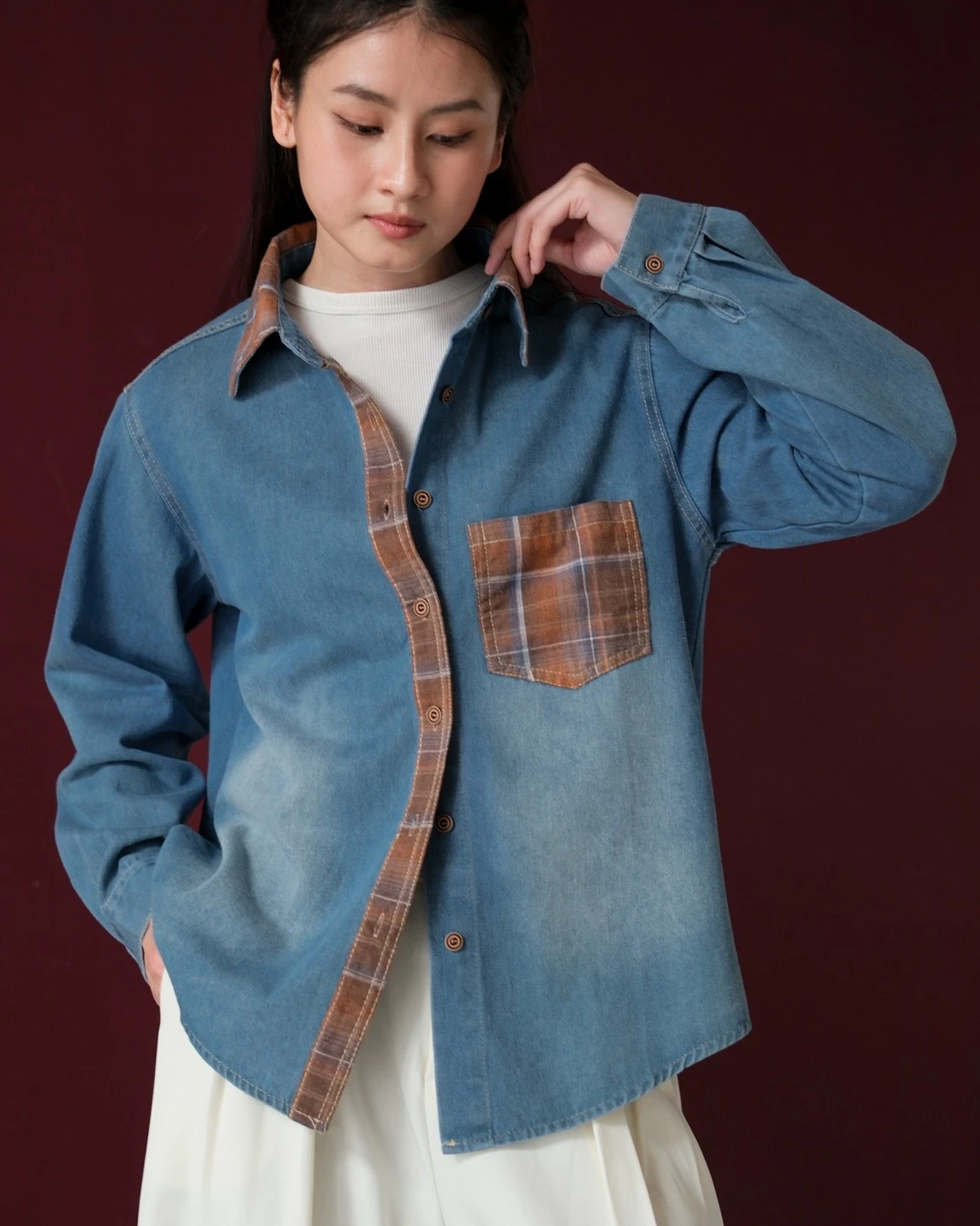 Evrina Denim Shirt Kode 197M Medium Blue - Image 3