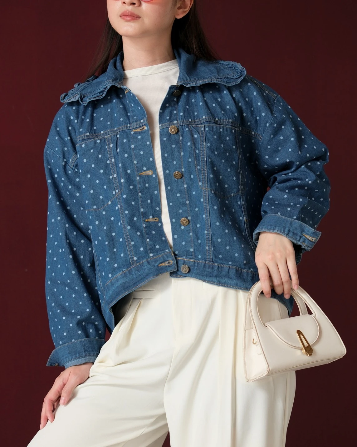 Velika Polka Denim Jacket Kode Ps1038 Medium Blue