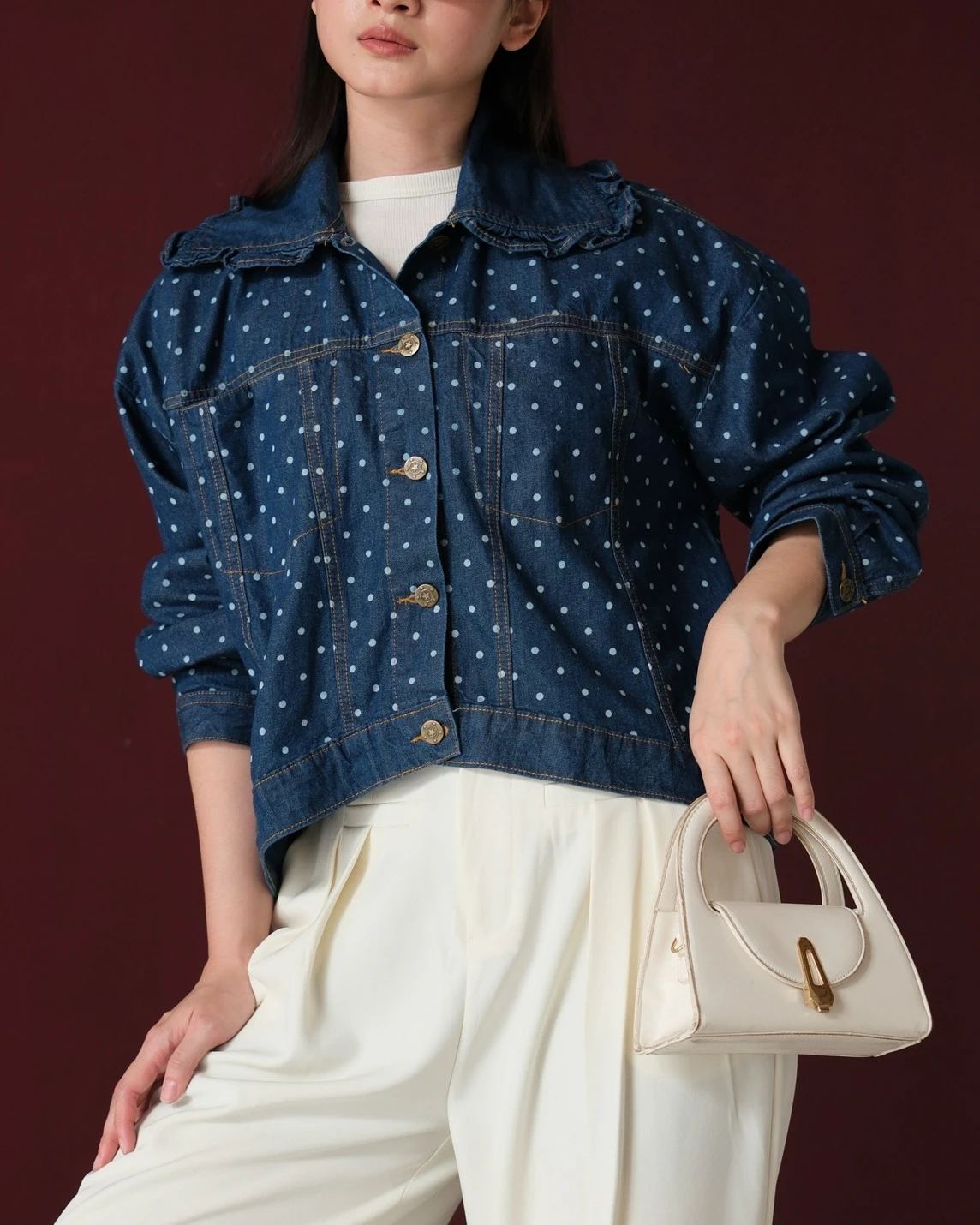 Velika Polka Denim Jacket Kode Ps1038 Dark Blue