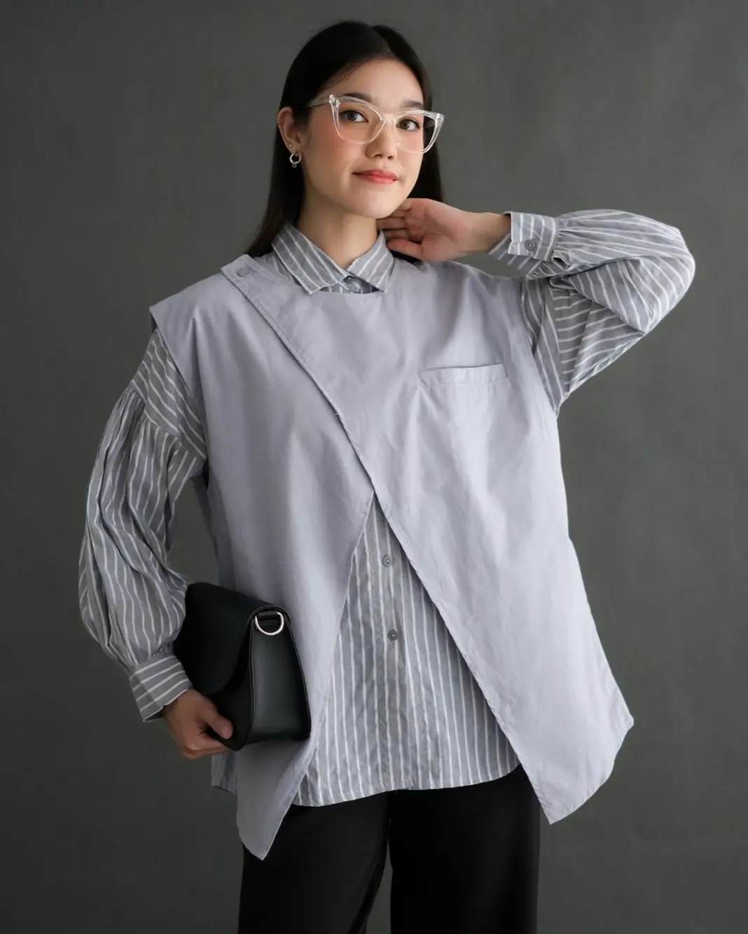 Wafiqa Stripe Set Kode Nn3083 Light Grey
