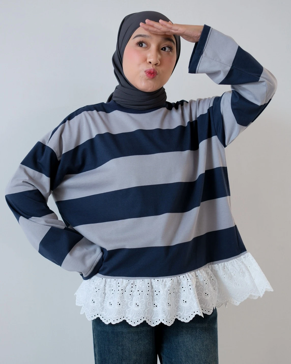 Ohio Longsleeve Grey-Navy Big