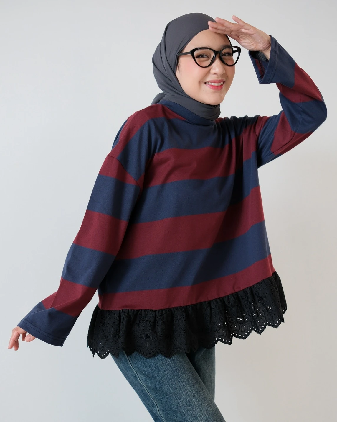 Alternative view of Ohio Longsleeve Maroon-Navy Big