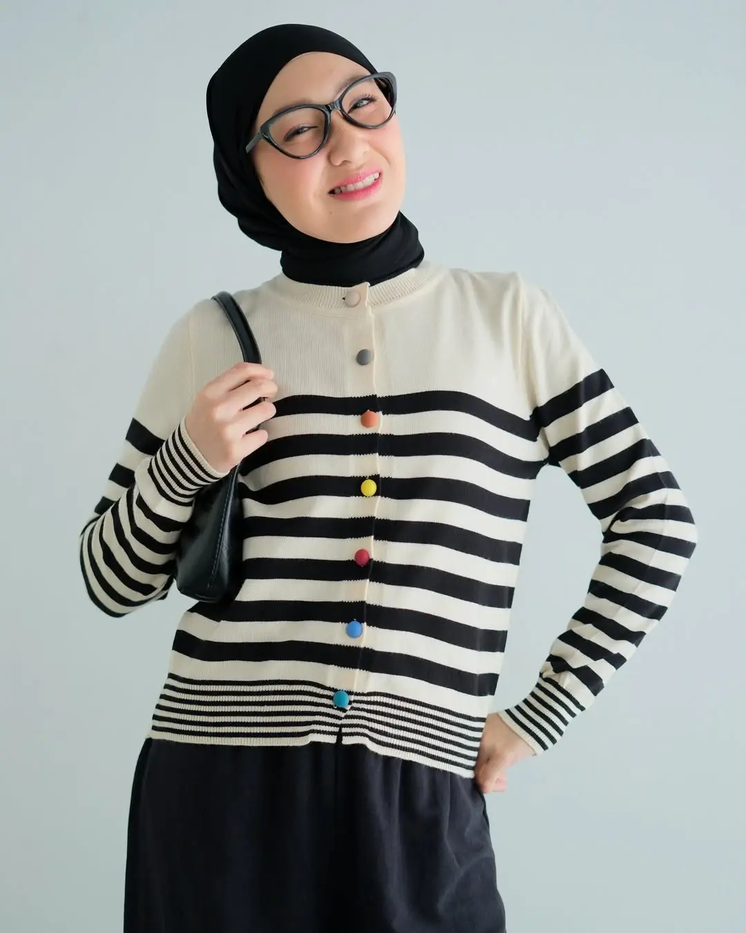 Qiane Stripe Cardi Kode 216J Cream - Image 2