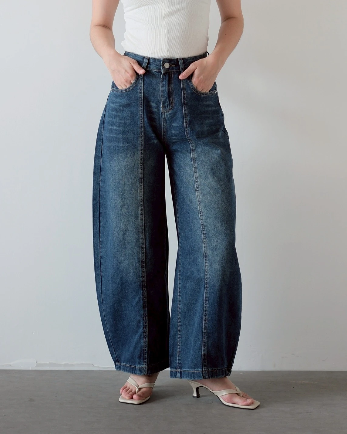 Alternative view of Harlea Barrel Denim Pants Kode 286M Dark Blue