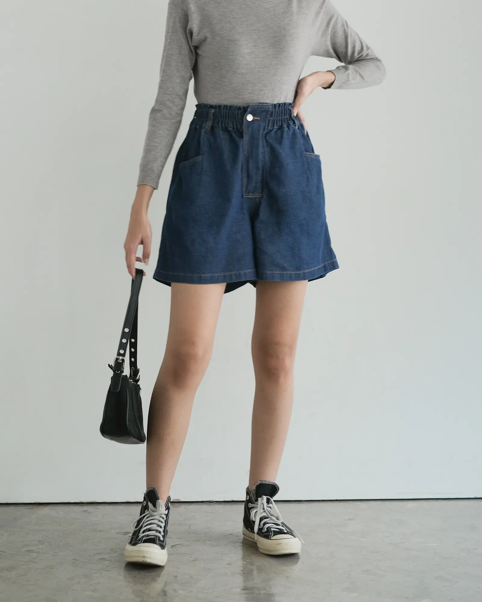 Mayze Denim Short Pants Dark Blue