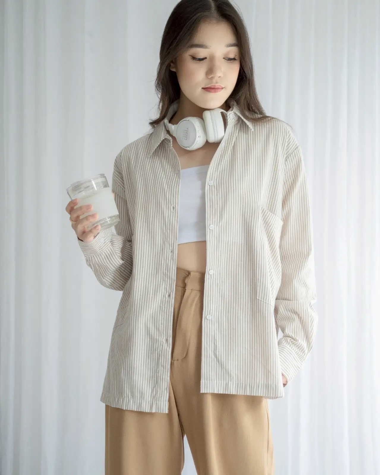 Malirha Oversize Shirt Khaki - Image 2