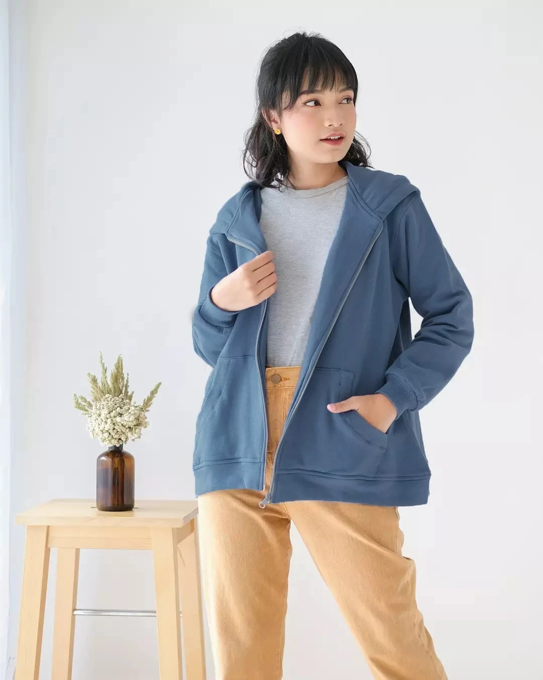 Reabetsoe Hooded Jacket Steel Blue - Image 3