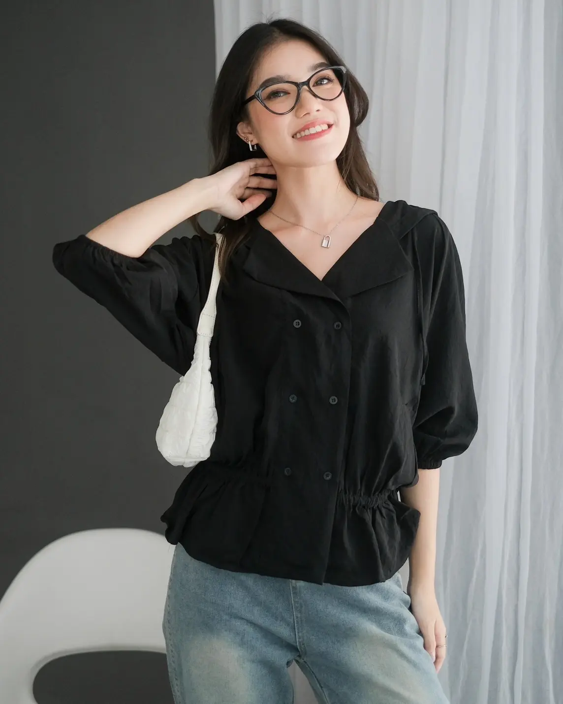 Poppila Shirt Hoodie Kode F103 Black - Image 2