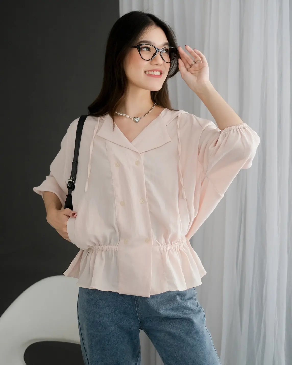 Poppila Shirt Hoodie Kode F103 Cream