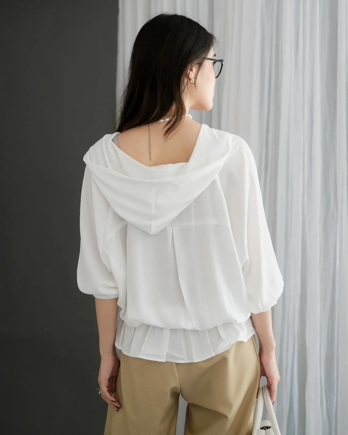Poppila Shirt Hoodie Kode F103 Broken White - Image 3