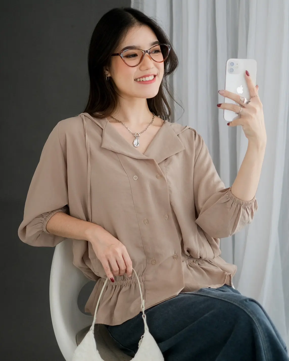 Poppila Shirt Hoodie Kode F103 Khaki - Image 3