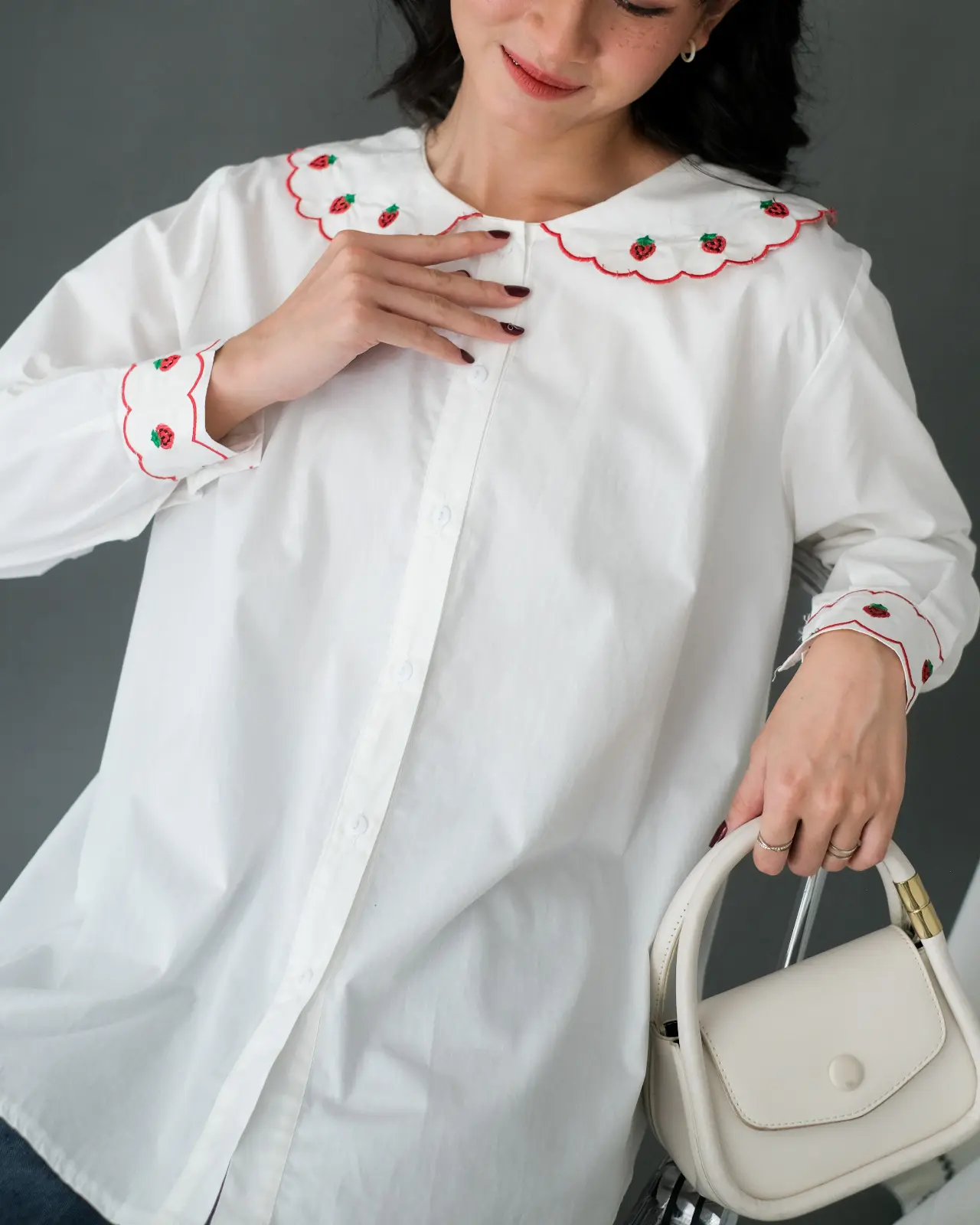 Strawberry Shirt Kode 6650 Broken White - Image 3