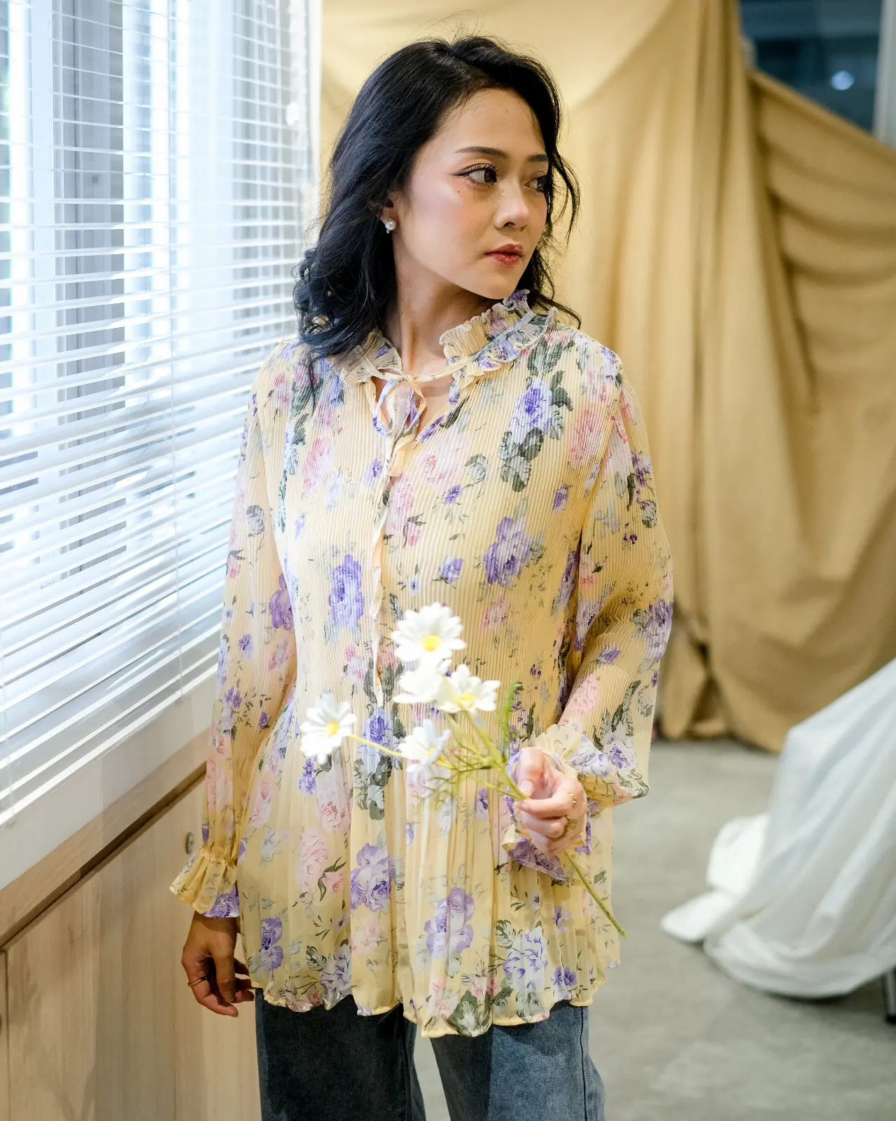 Qaisra Plisket Longsleeve Kode 213 Yellow