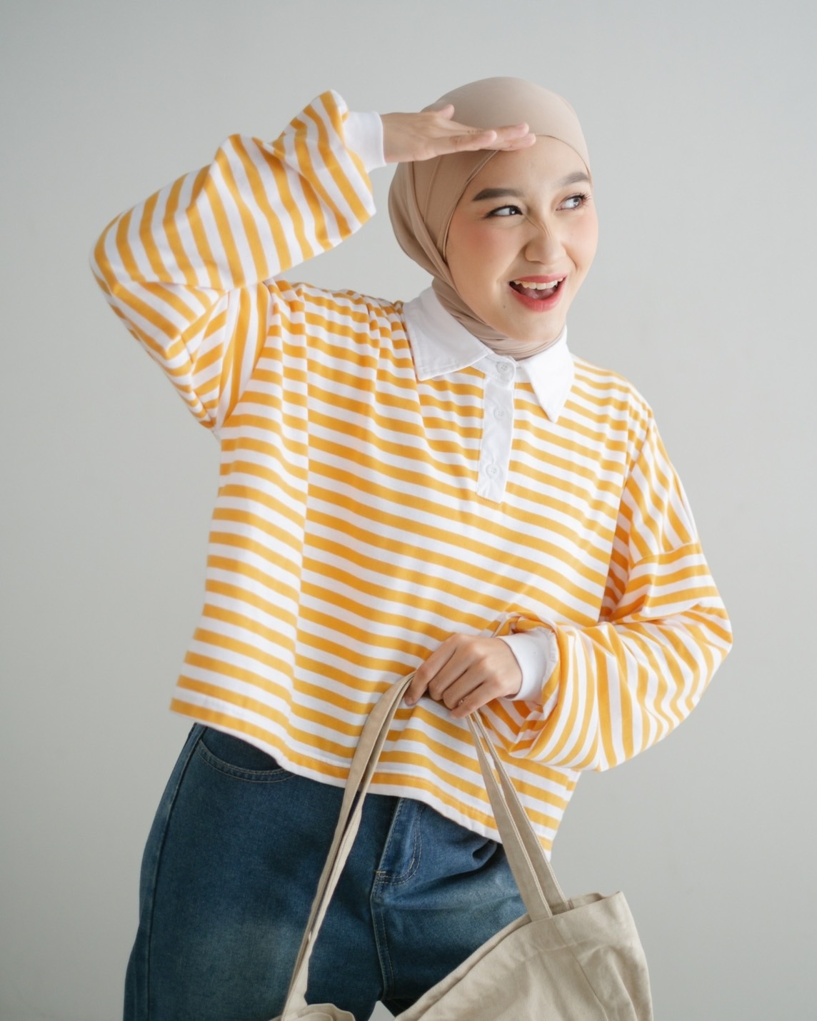 Lilou Stripe Longsleeve Bw-Mustard - Image 2