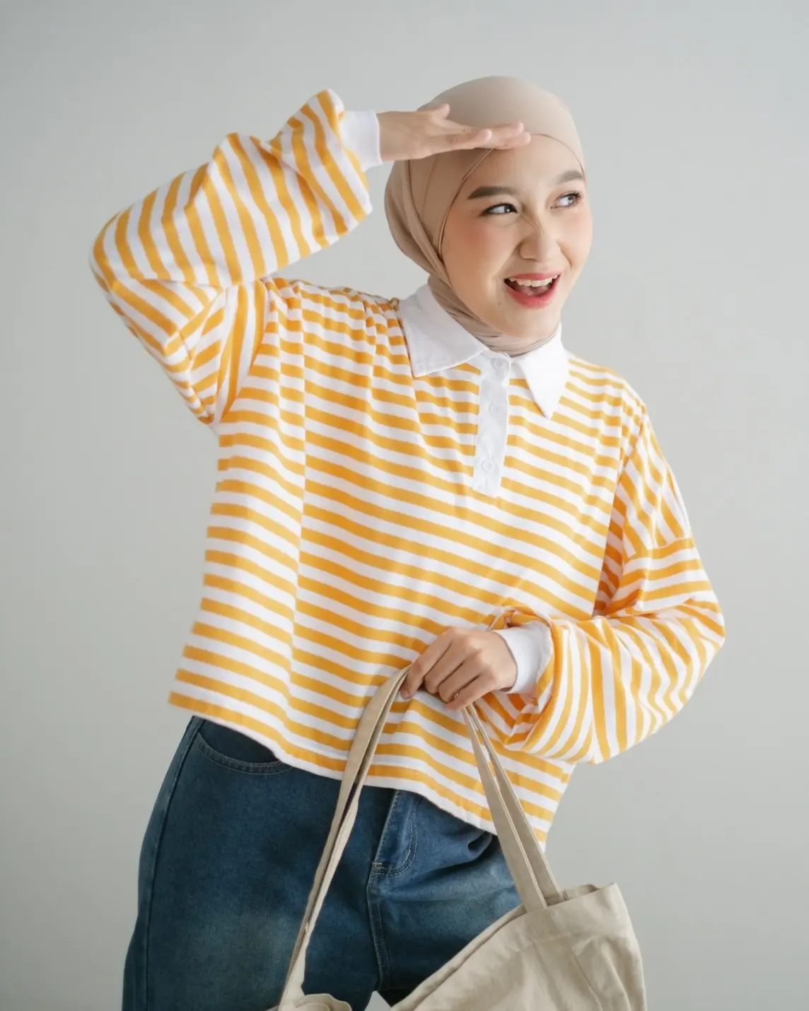 Alternative view of Lilou Stripe Longsleeve Bw-Mustard