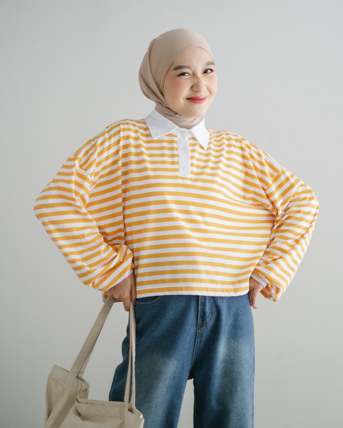 Lilou Stripe Longsleeve Bw-Mustard
