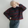 Lilou Stripe Longsleeve Maroon-Navy Small - Image 2