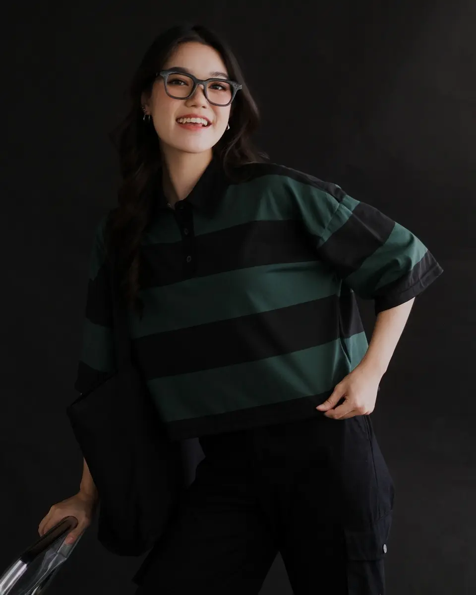 Anyta Stripe Top Black-Green Big - Image 2