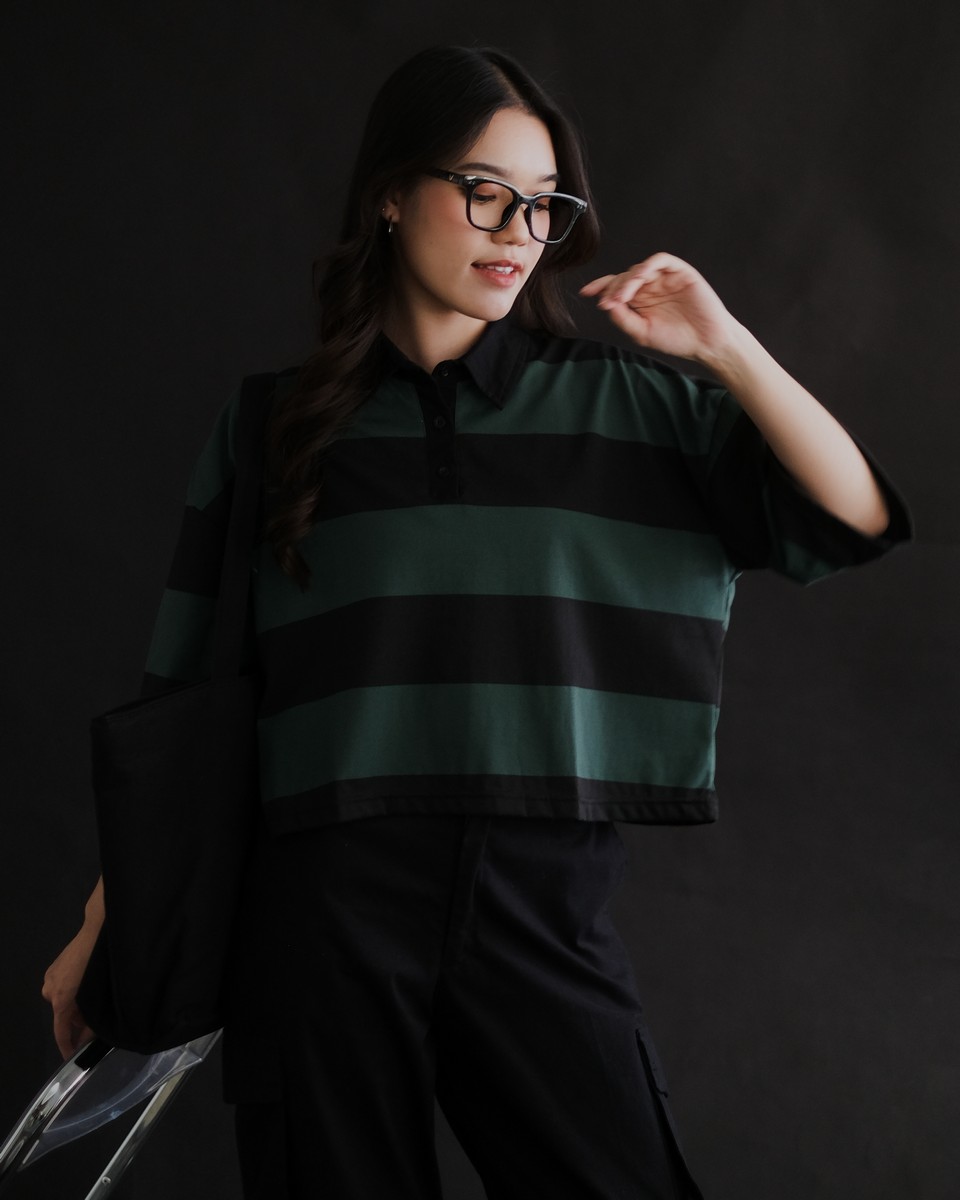 Anyta Stripe Top Black-Green Big