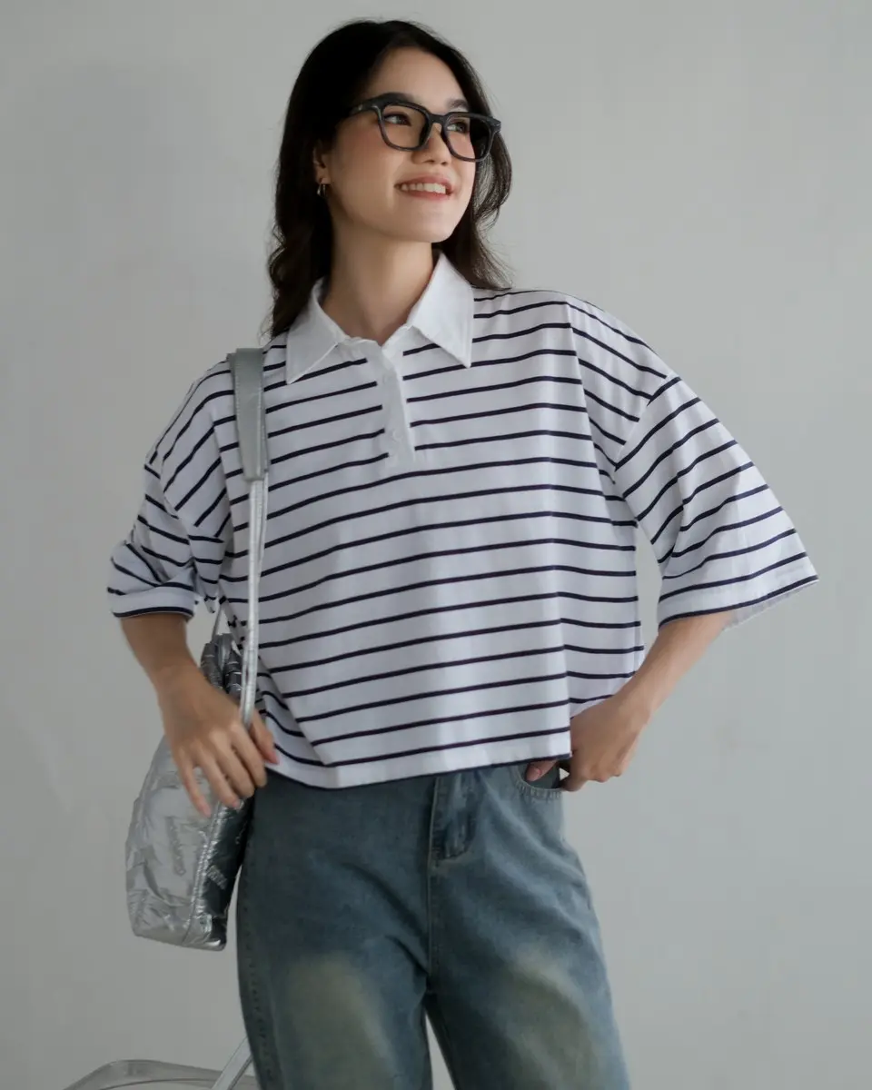 Anyta Stripe Top Bw-Navy Small