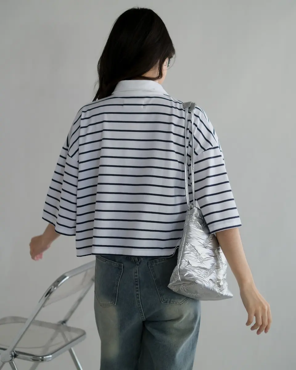 Anyta Stripe Top Bw-Navy Small - Image 2