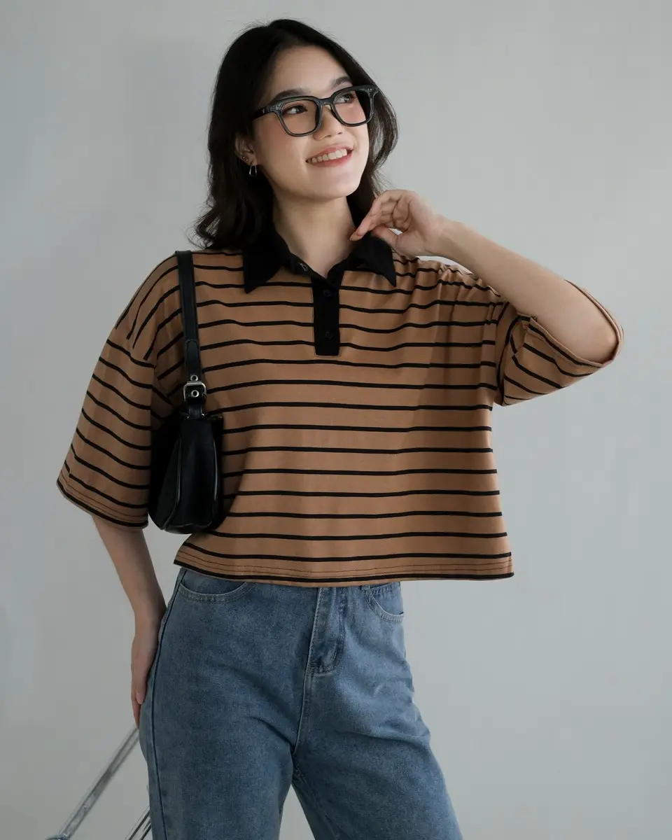 Anyta Stripe Top Black-Choco Small - Image 2