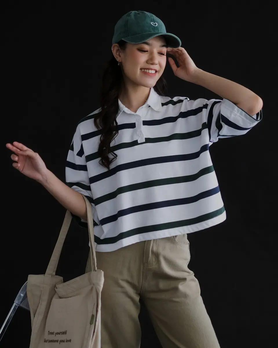 Anyta Stripe Top Bw-Navy-Green