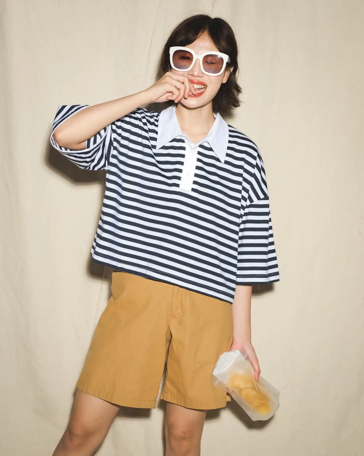 Anyta Stripe Top Broken White -Navy