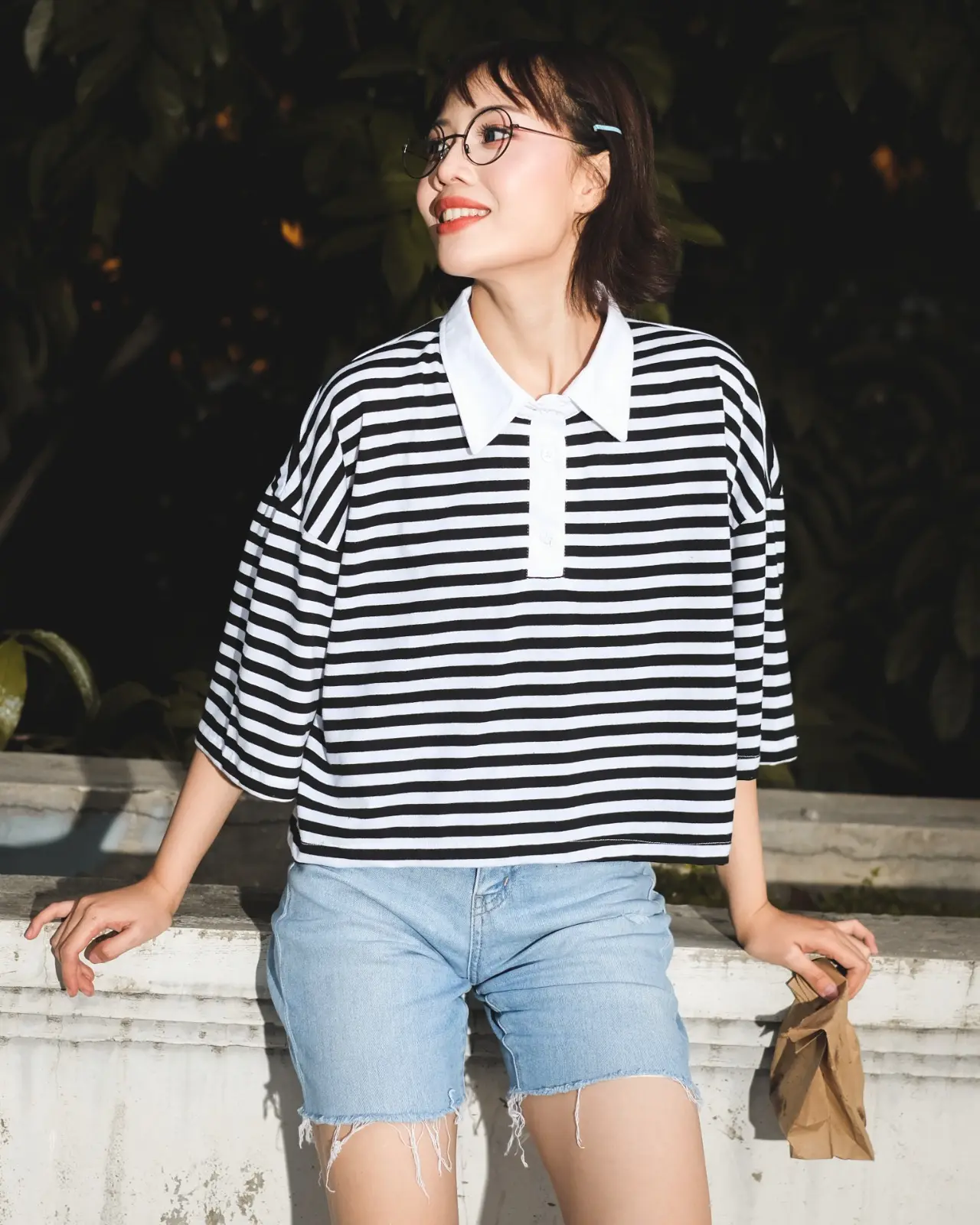 Anyta Stripe Top Broken White-Black