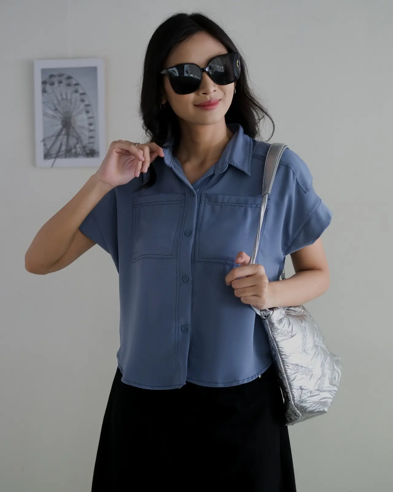 Anzel Shirt Kode V2788 Blue