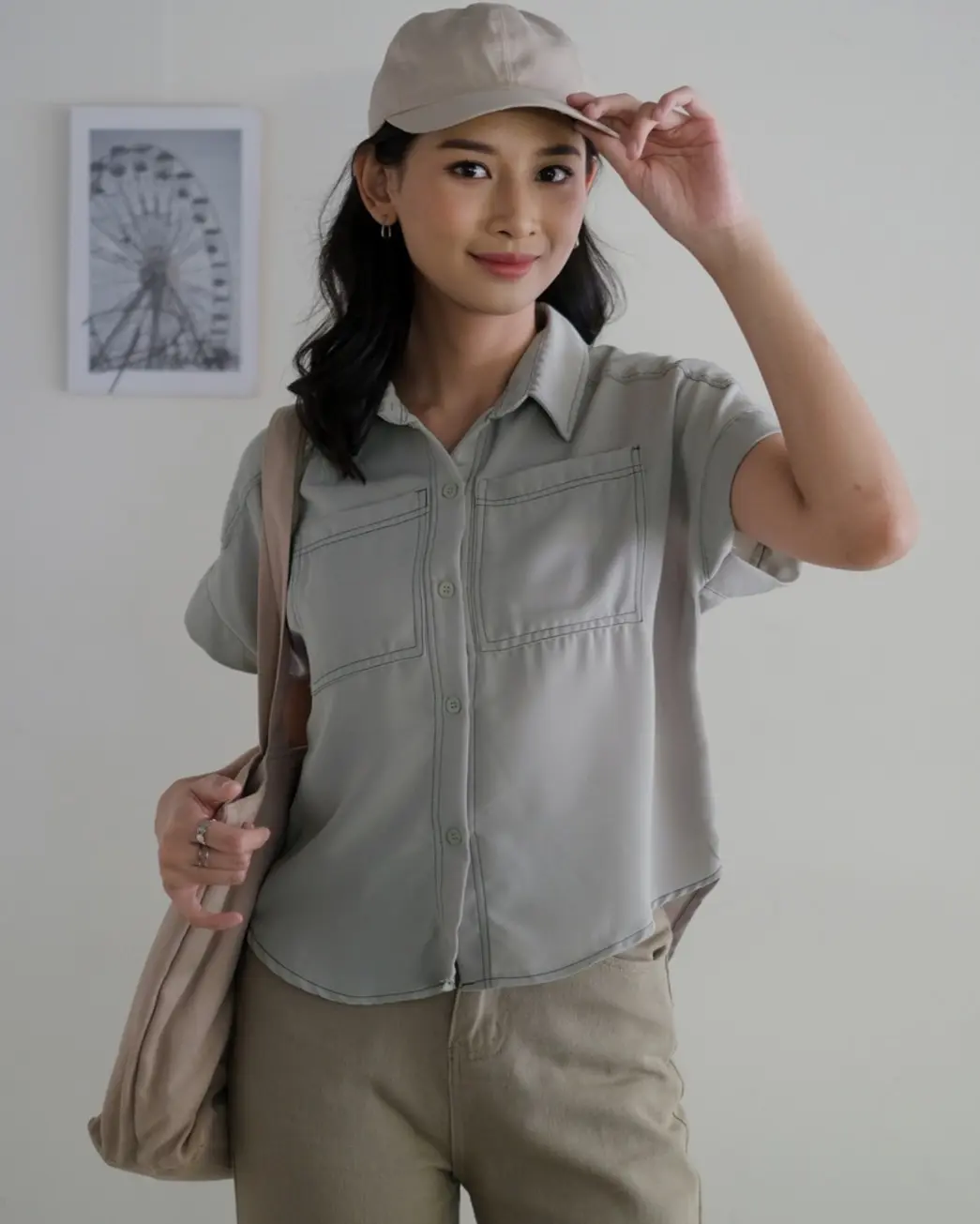 Anzel Shirt Kode V2788 Light Grey - Image 2