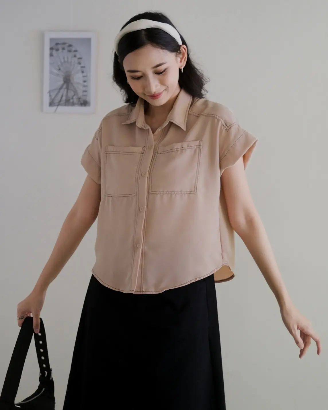 Anzel Shirt Kode V2788 Cream - Image 2