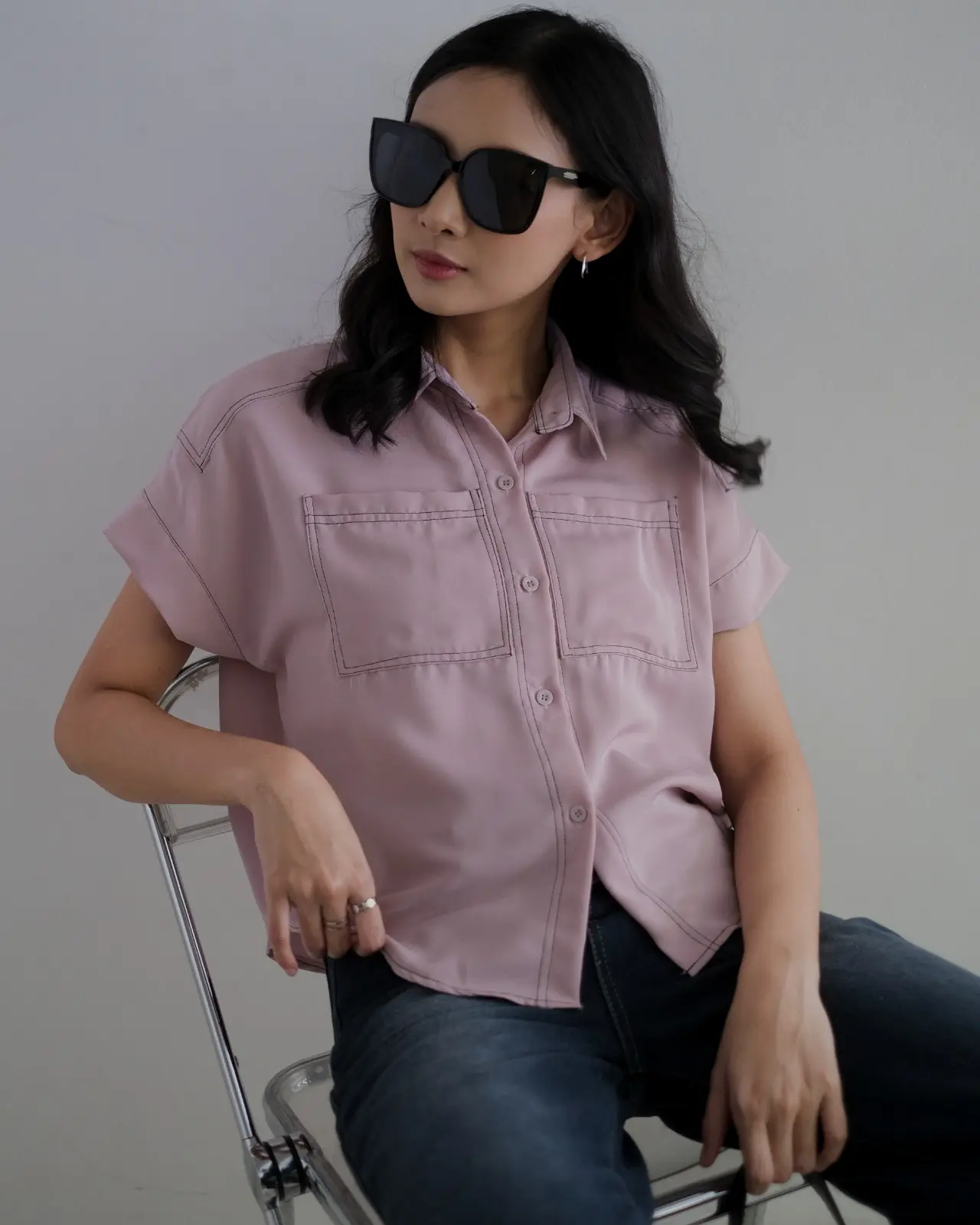 Anzel Shirt Kode V2788 Pink - Image 2