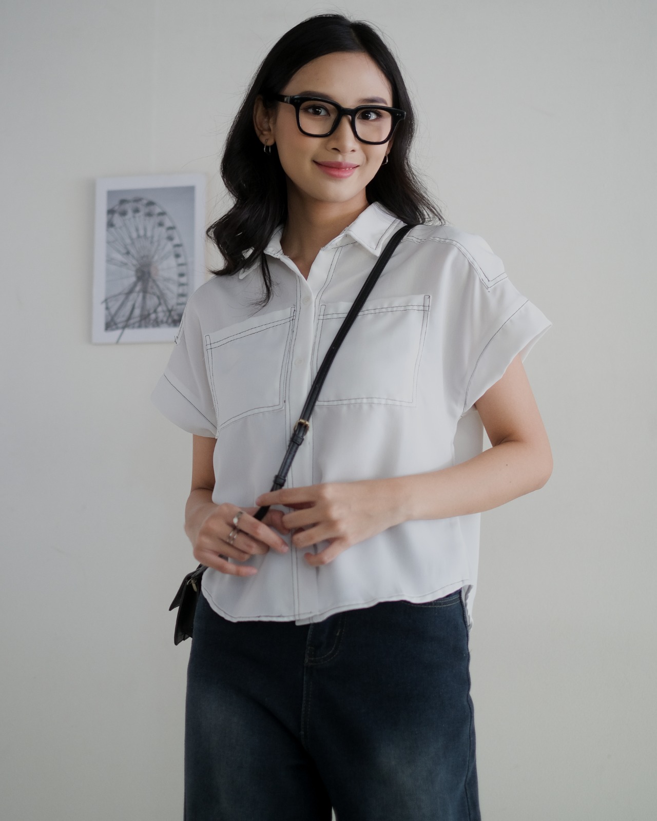 Anzel Shirt Kode V2788 Broken White