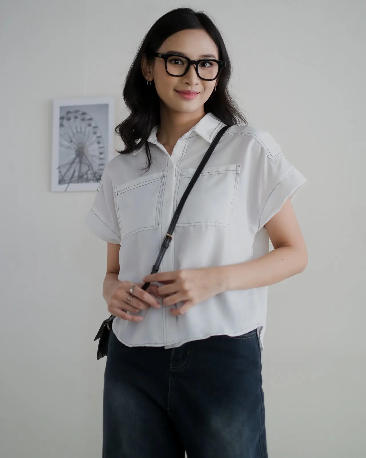 Anzel Shirt Kode V2788 Broken White