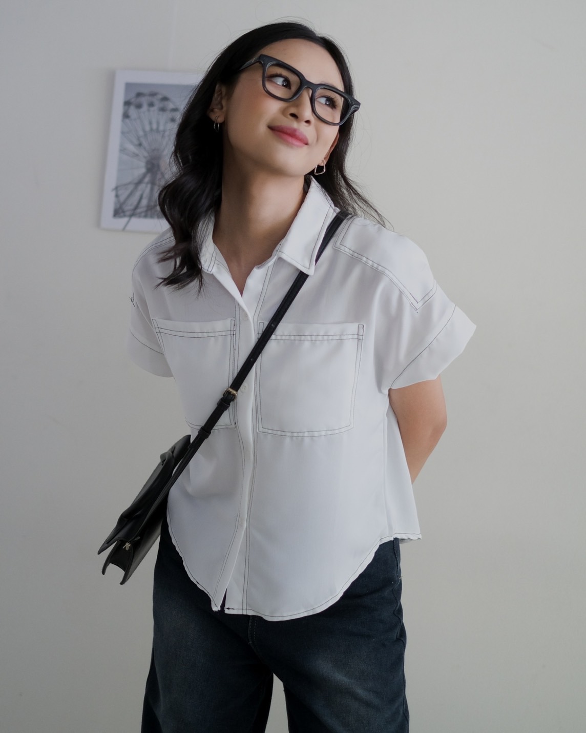 Anzel Shirt Kode V2788 Broken White - Image 2