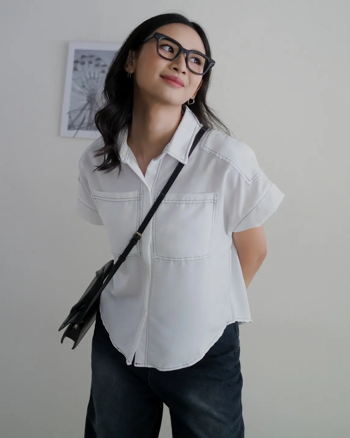 Anzel Shirt Kode V2788 Broken White - Image 2