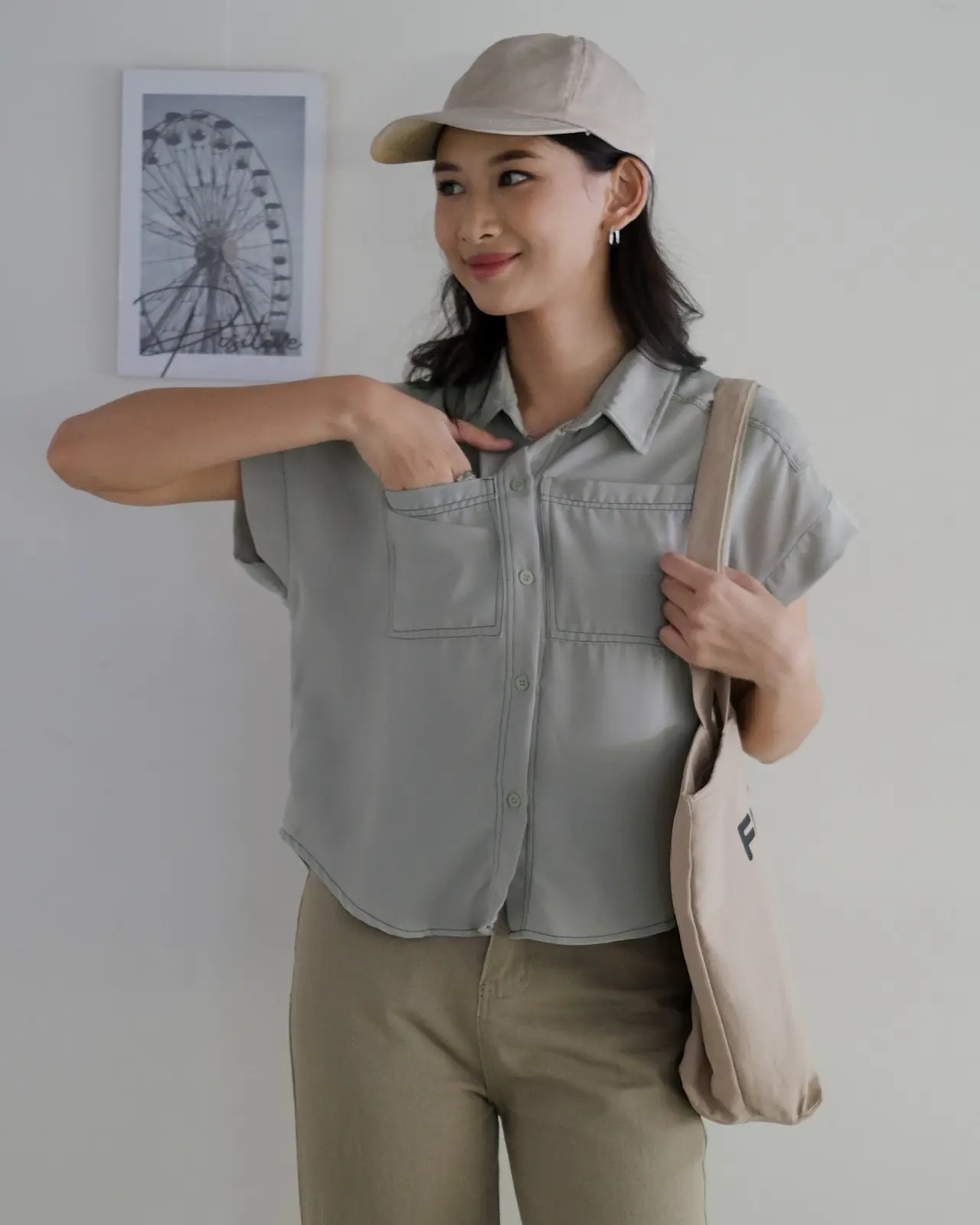 Anzel Shirt Kode V2788 Light Grey