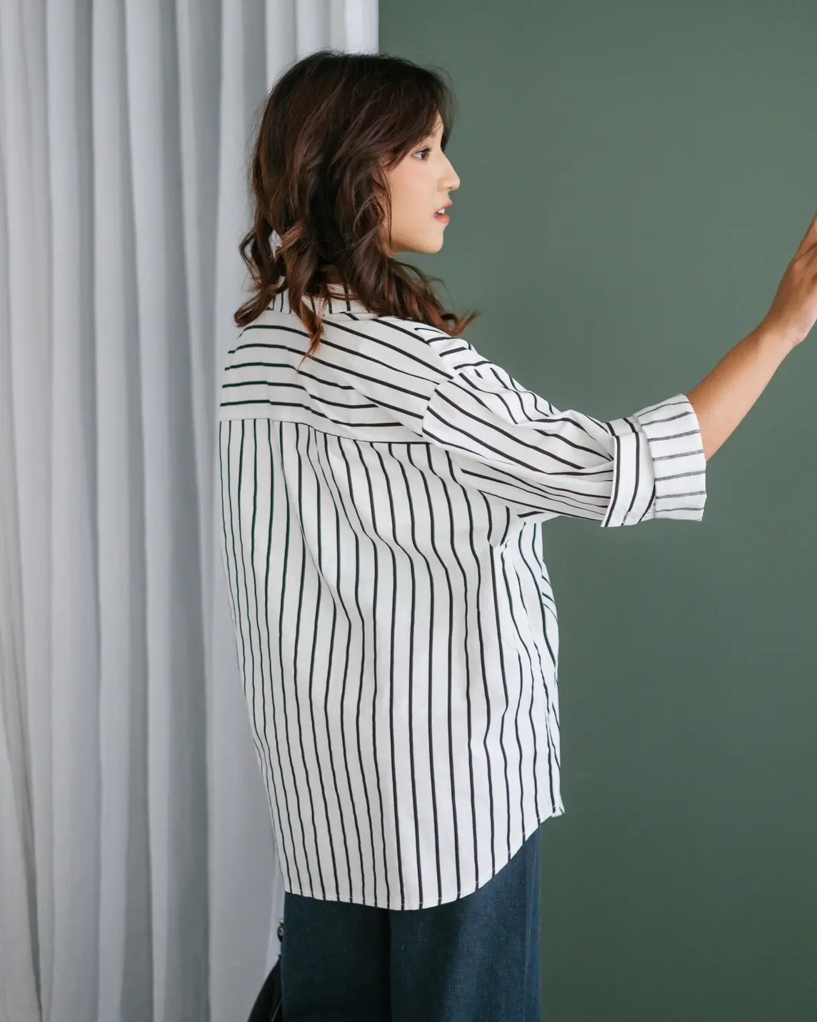 Aviana Stripe Shirt Kode 70508 Black - Image 3