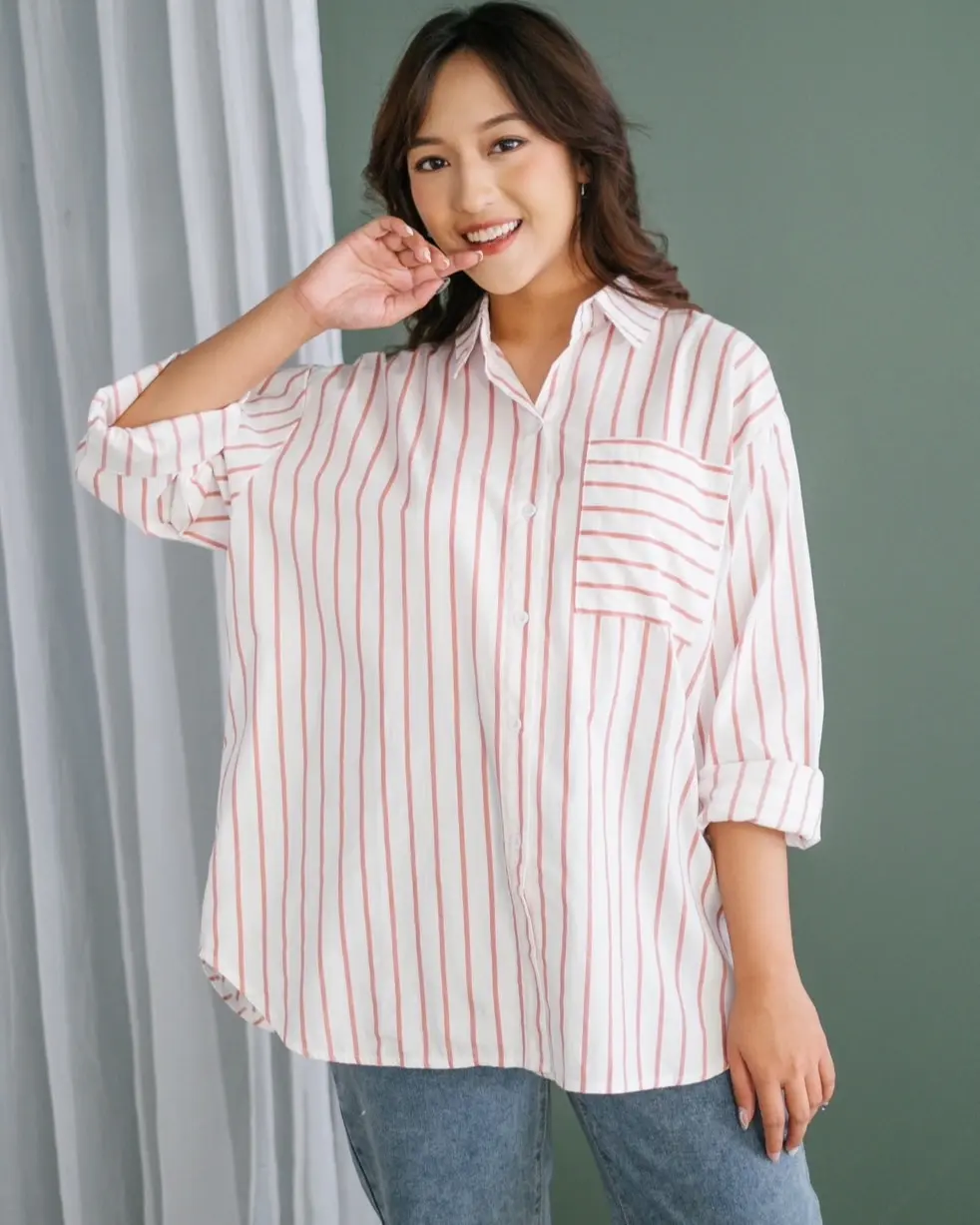 Aviana Stripe Shirt Kode 70508 Pink - Image 2