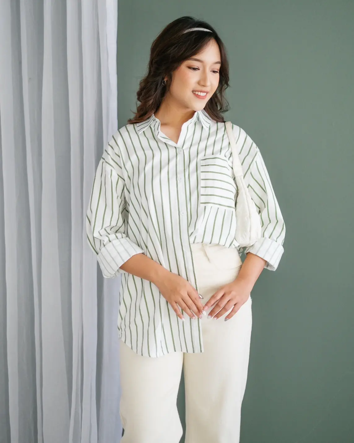 Aviana Stripe Shirt Kode 70508 Green - Image 2