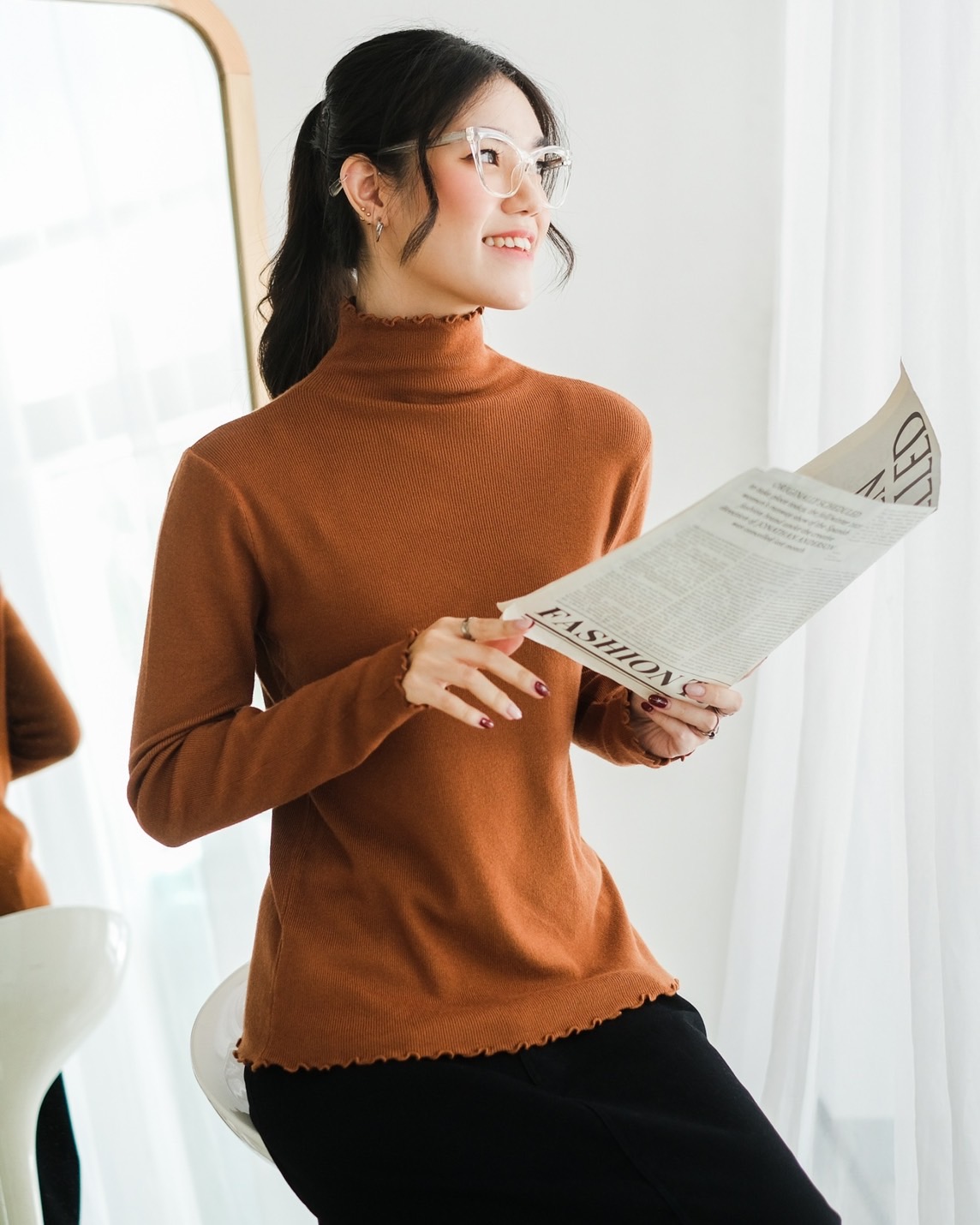 Bianca Turtleneck Longsleeve Kode 226 Terracota - Image 2