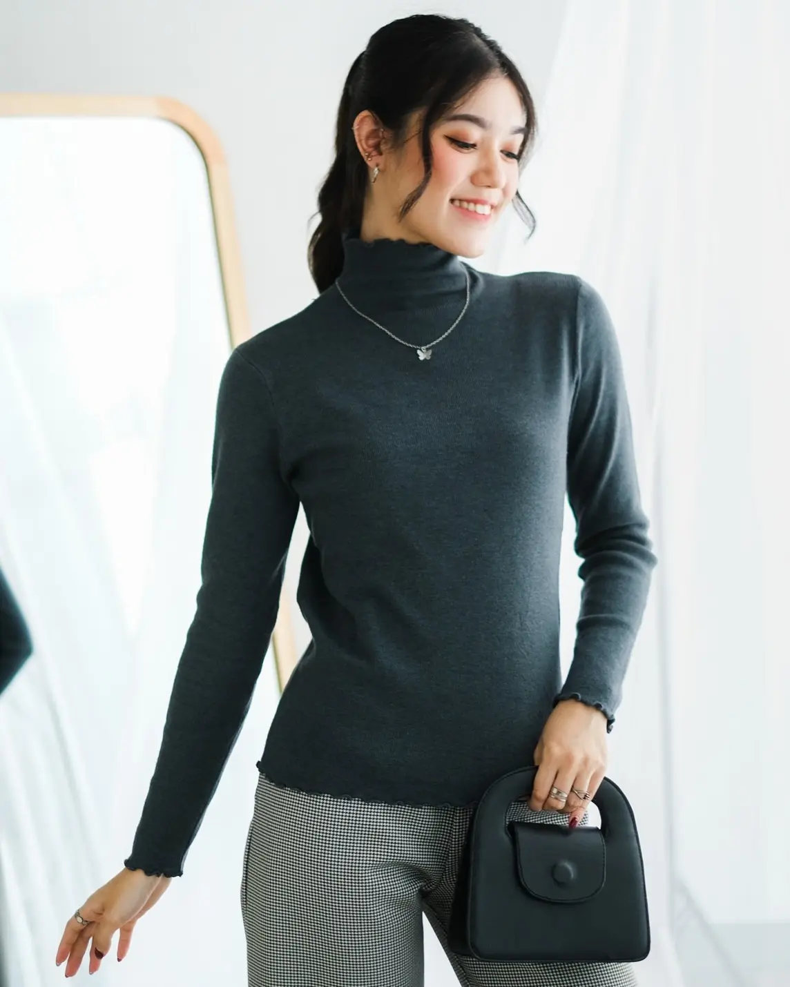 Bianca Turtleneck Longsleeve Kode 226 Dark Grey - Image 2