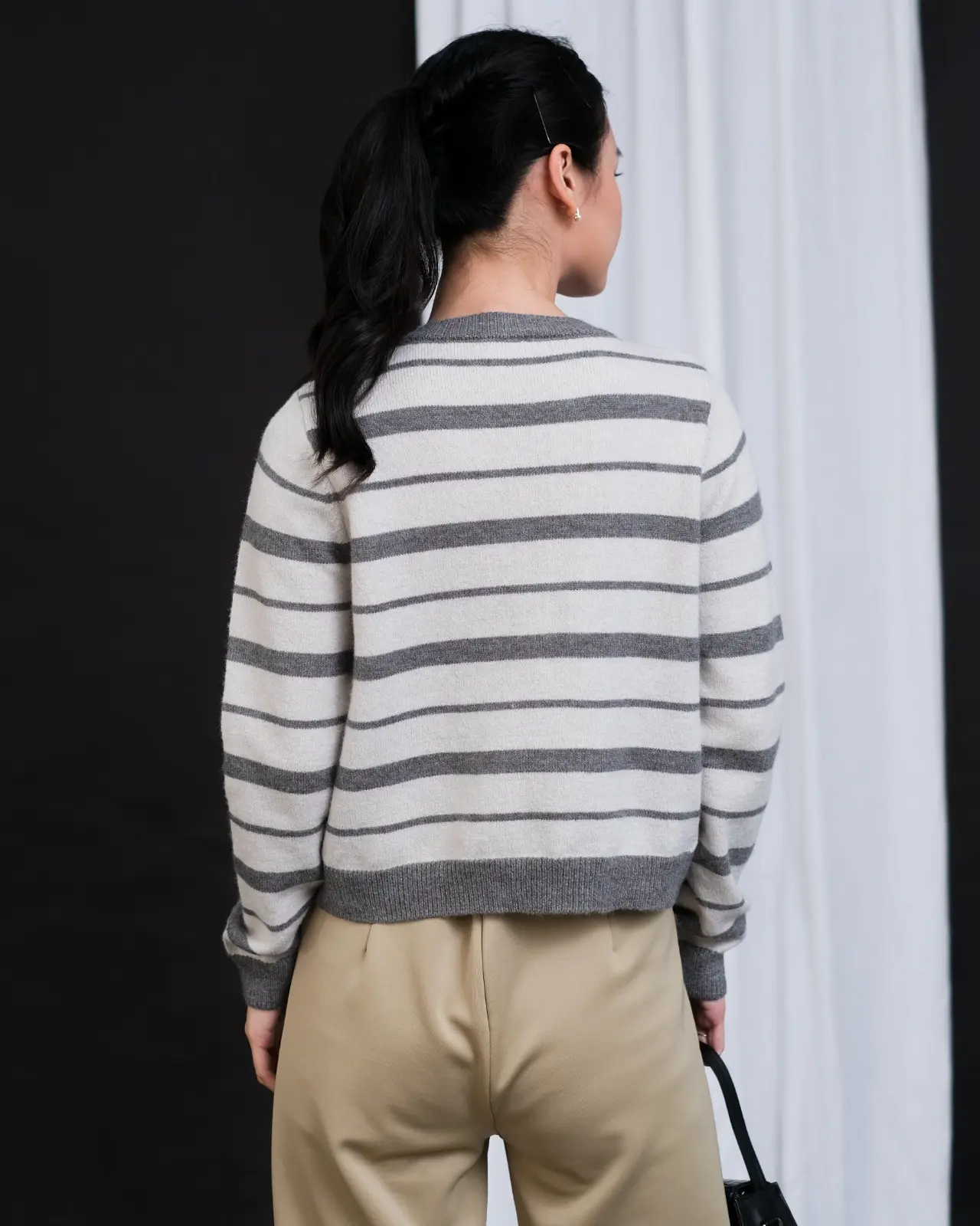Farica Stripe Cardi Kode 229 Grey - Image 3